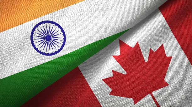 Canada and India flag together realtions textile cloth fabric texture